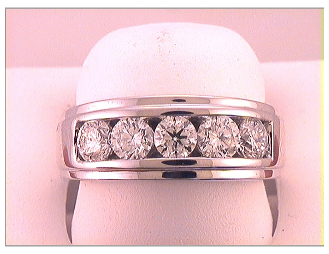 14kt White Gold 2 Ctw Diamond Ana M  Fashion High Mens Band