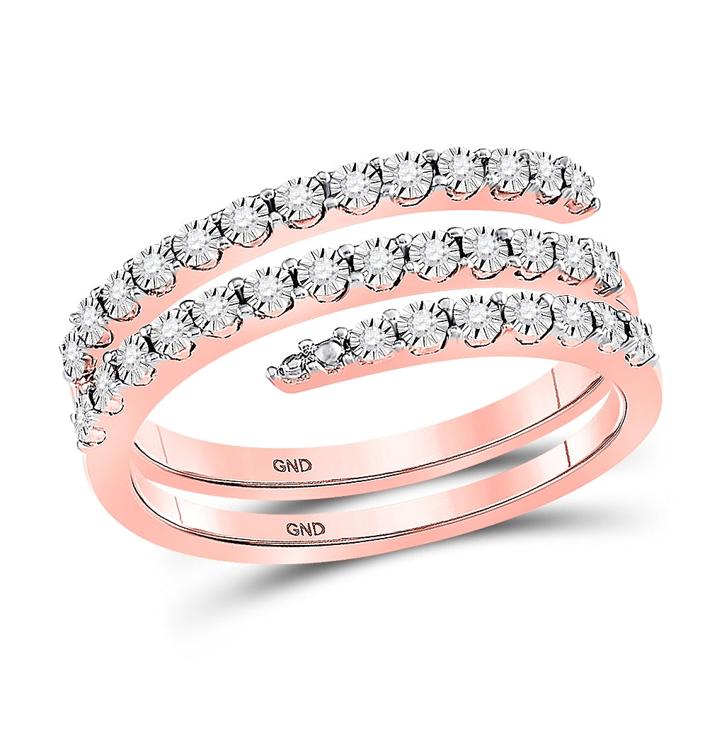 Sterling Silver 1/10ct Diamond Cn Spiral Multi Fashion Ladies Band Size 8