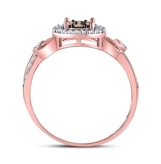 10K Rose Gold Womens Round Brown Diamond Fashion Cluster Ring 1/4 Cttw, Womens Size: 5-10