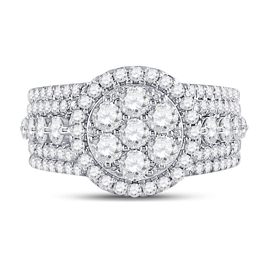 14K White Or Yellow Gold Round Diamond Cluster Bridal Wedding Engagement Ring , Womens Size: 5-10