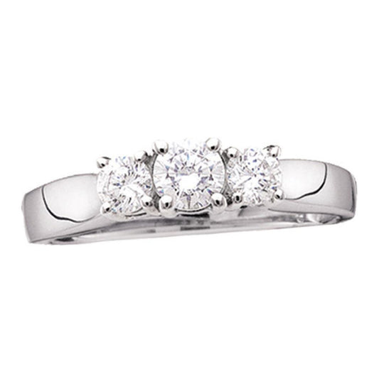 14kt White Gold Womens Round Diamond 3-stone Bridal Wedding Engagement Ring 1/4 Cttw