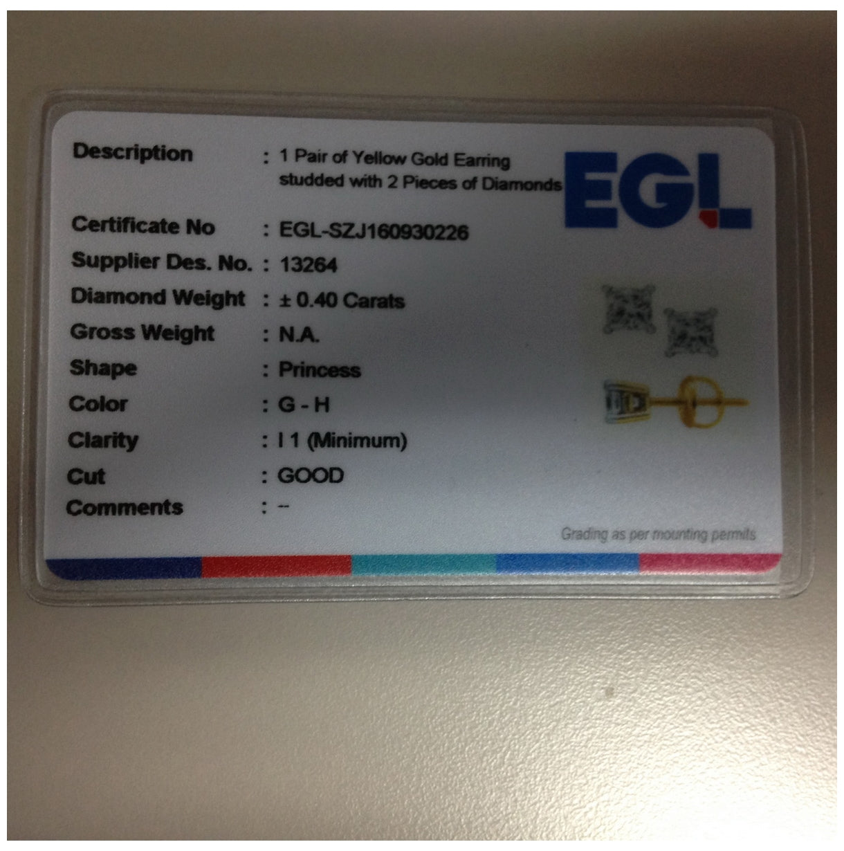 14K Yellow Or White Gold Unisex Princess Diamond Solitaire Stud Earrings 3/8 Cttw