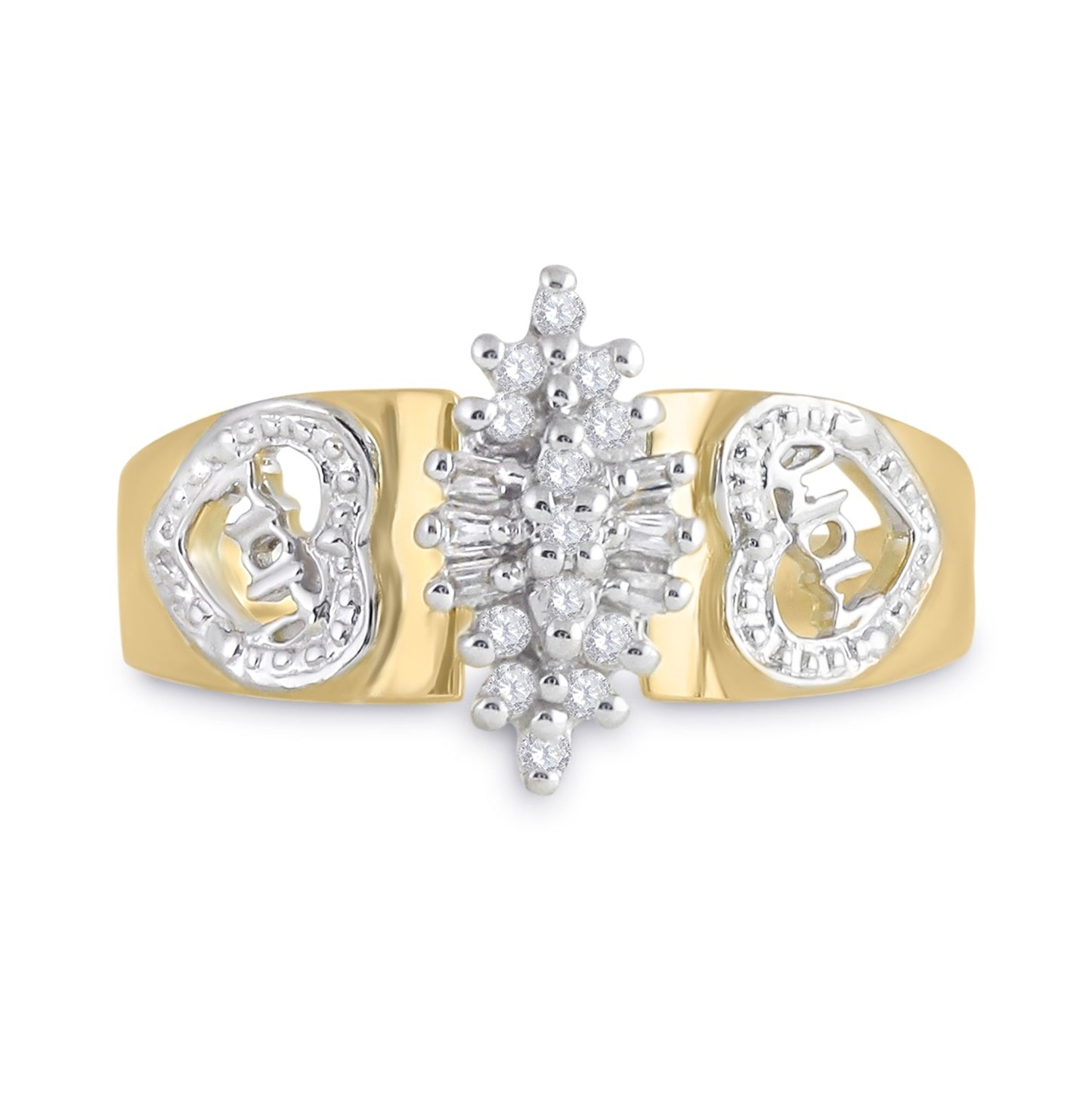 10K Yellow Gold Womens Round Diamond Mom Ring 1/8 Cttw, Womens Size: 5-10