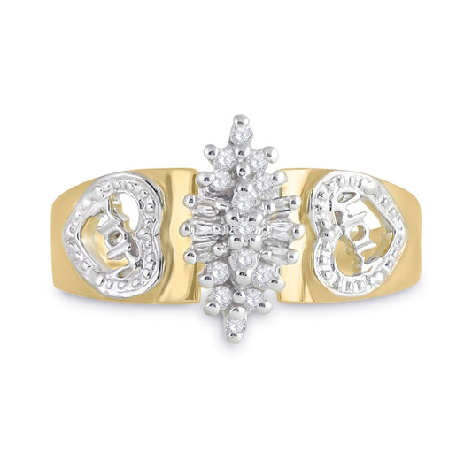 10K Yellow Gold Womens Round Diamond Mom Ring 1/8 Cttw, Womens Size: 5-10