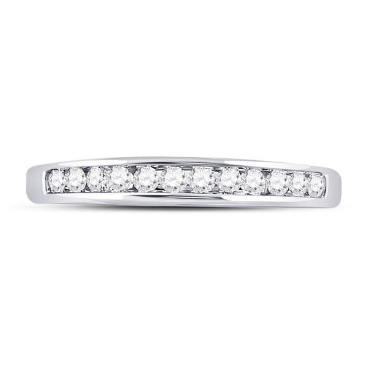 14K White Gold Womens Round Diamond Wedding Channel Set Band 1/4 Cttw, Womens Size: 5-10