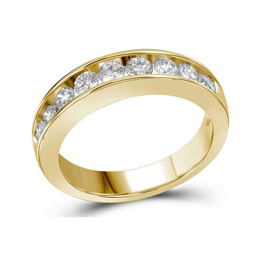 14K Yellow Gold Womens Round Diamond Wedding Channel Set Band 1 Cttw, Womens Size: 5-10
