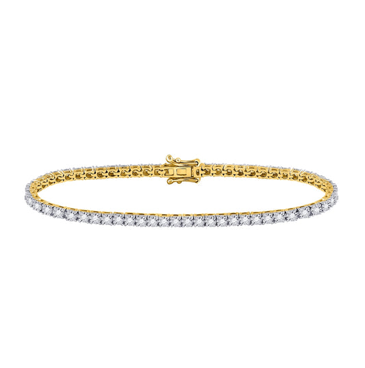 10K Yellow Gold Womens Round Diamond Classic Tennis Bracelet 1 Cttw