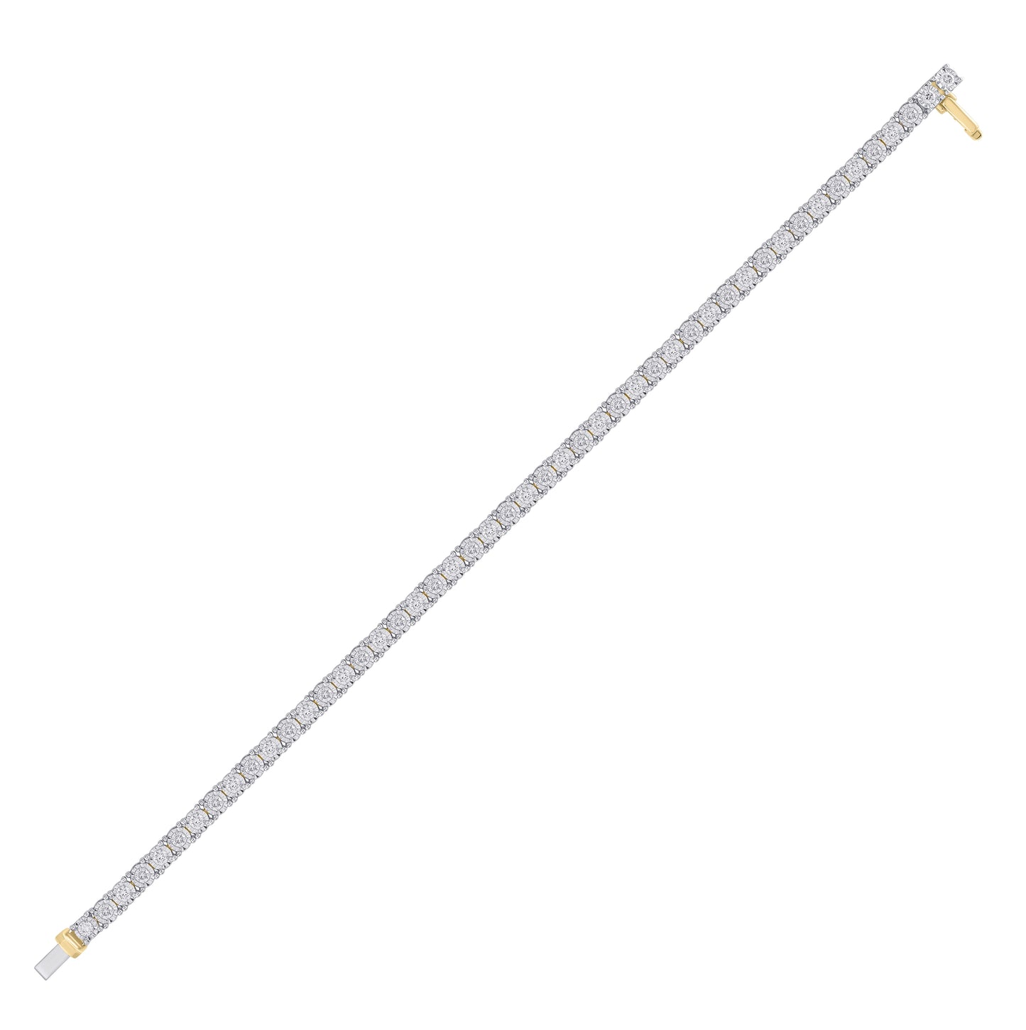 10K Yellow Gold Womens Round Diamond Classic Tennis Bracelet 2 Cttw