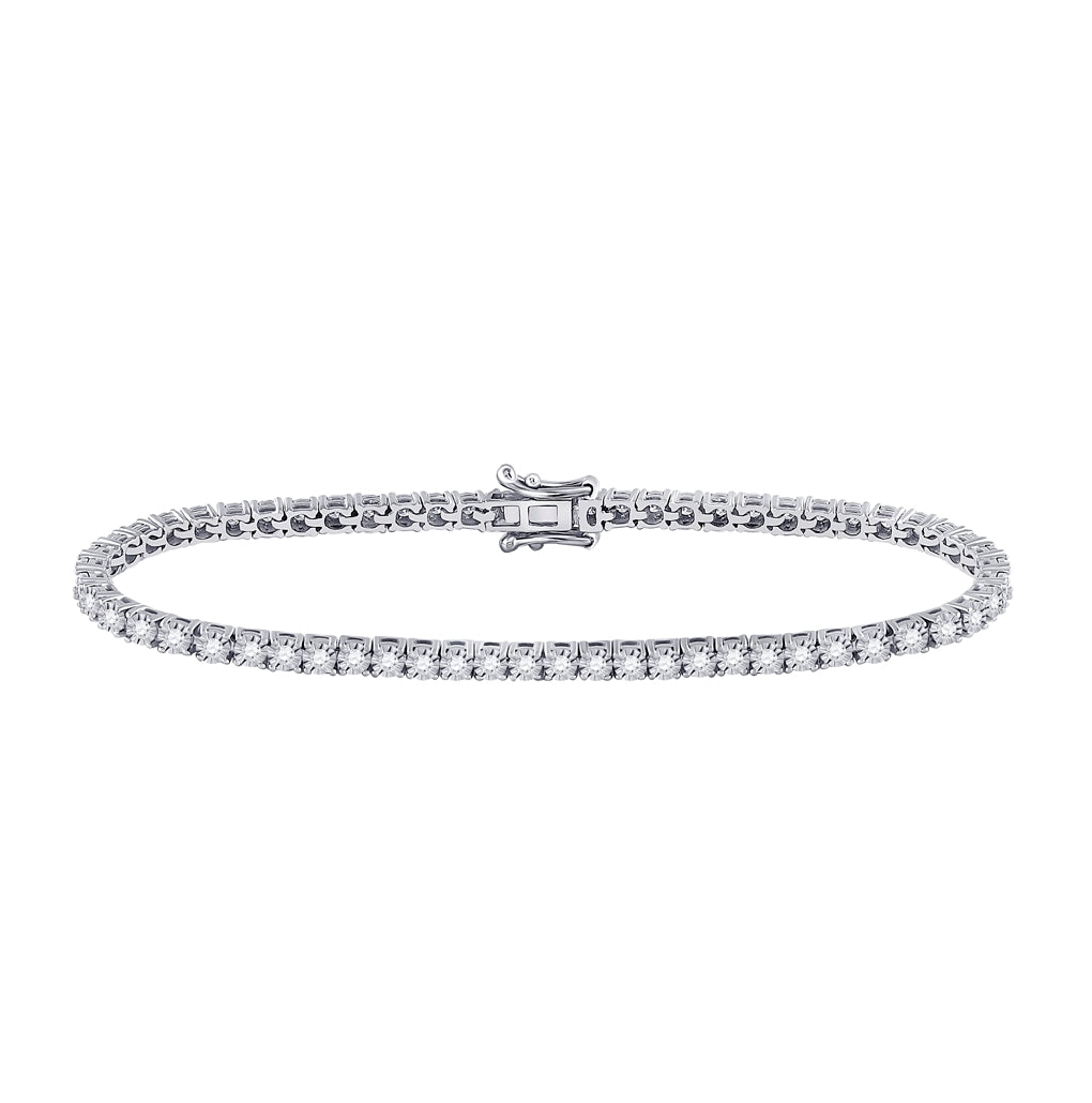 10K White Gold Womens Round Diamond Classic Tennis Bracelet 1 Cttw