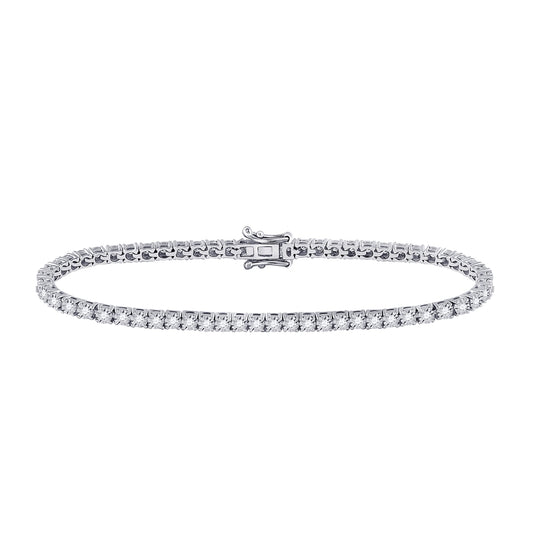 10K White Gold Womens Round Diamond Classic Tennis Bracelet 1 Cttw