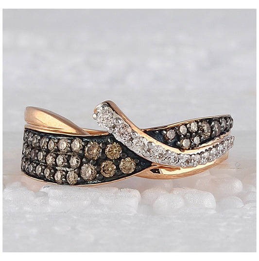 14K Rose Gold Womens Round Brown Diamond Band Ring 1/2 Cttw, Womens Size: 5-10