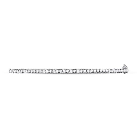 14K White Gold Womens Round Diamond Stackable Bangle Bracelet 1 Cttw