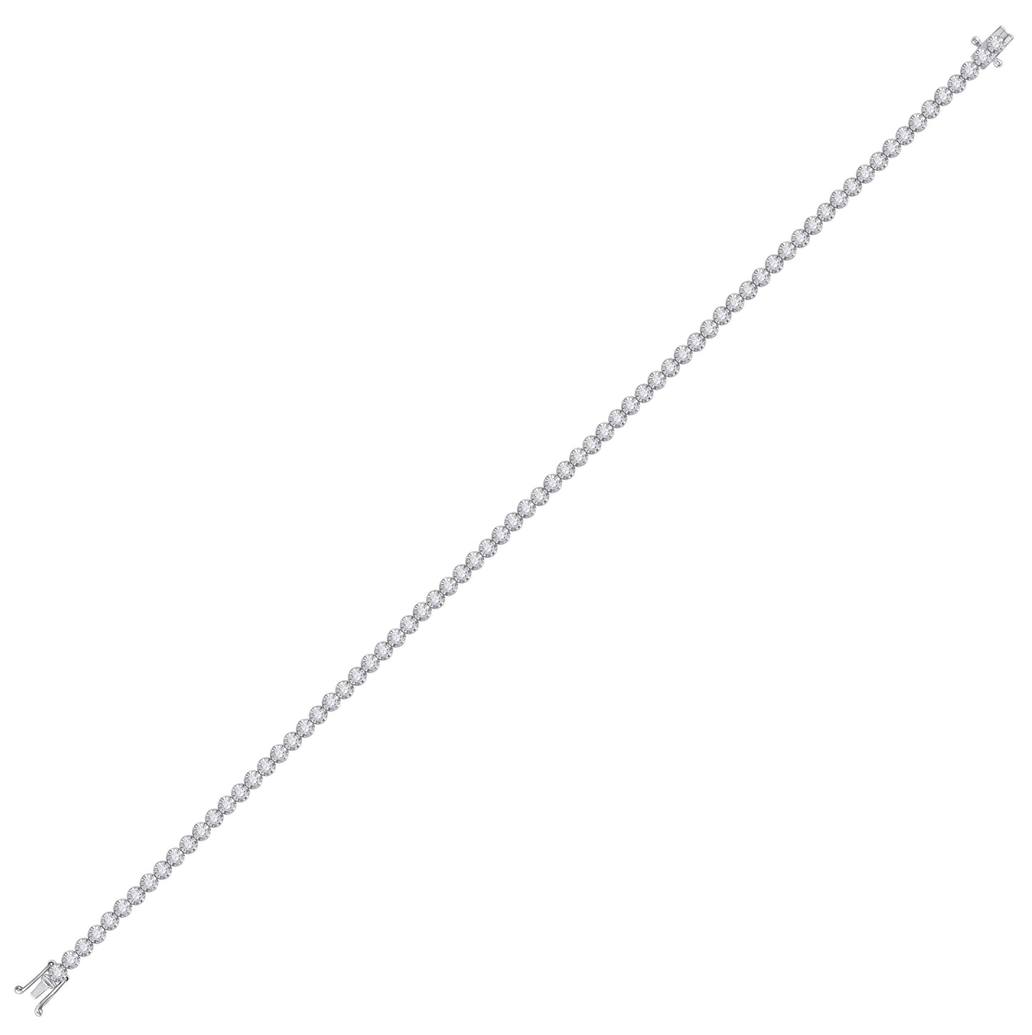 10K White Gold Womens Round Diamond Studded Tennis Bracelet 1-1/5 Cttw