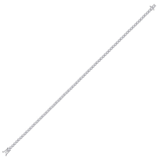 10K White Gold Womens Round Diamond Studded Tennis Bracelet 1-1/5 Cttw