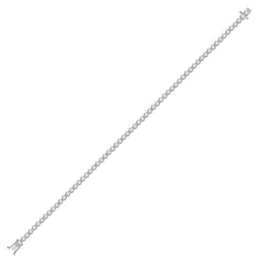 10K White Gold Womens Round Diamond Studded Tennis Bracelet 2ctw