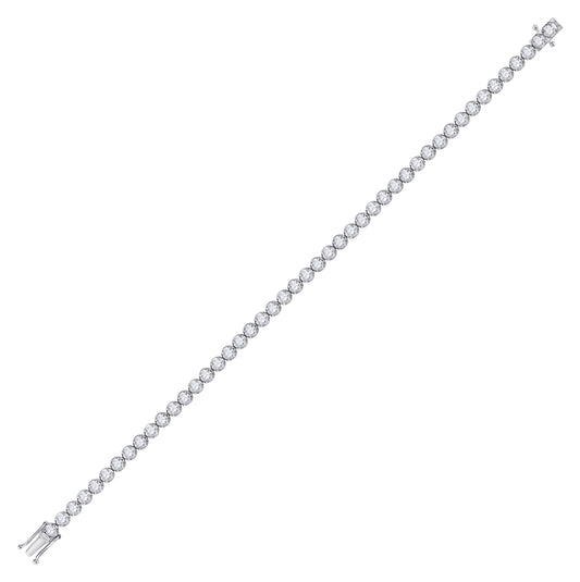 14K White Gold Womens Round Diamond Classic Tennis Bracelet 4 Cttw