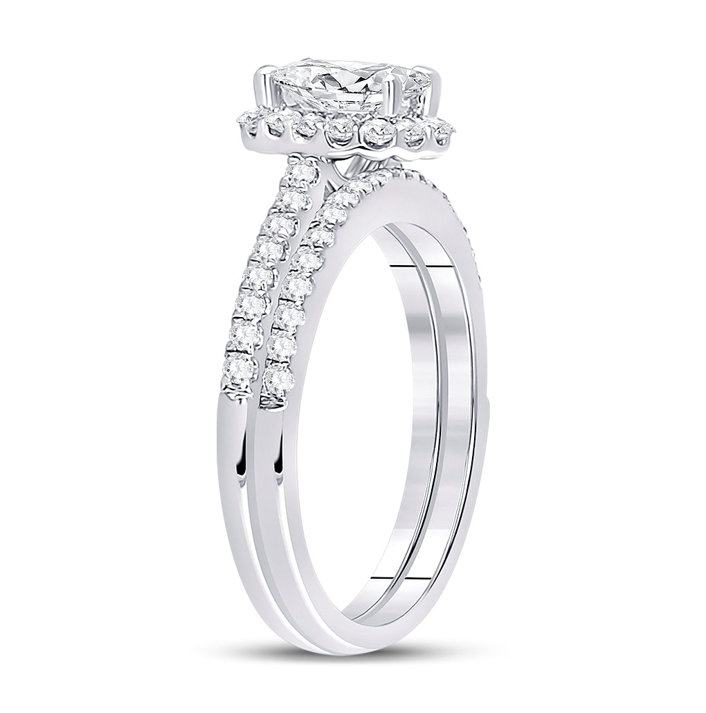 14K White Gold Oval Diamond Bridal Wedding Ring Band Set 1-1/3 Cttw, Womens Size: 5-10