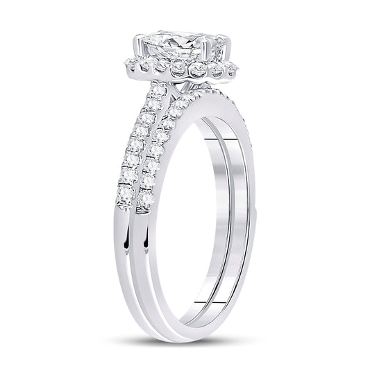14K White Gold Oval Diamond Bridal Wedding Ring Band Set 1-1/3 Cttw, Womens Size: 5-10