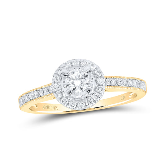 14kt Yellow Gold Womens Round Diamond Solitaire Bridal Wedding Engagement Ring 3/8 Cttw (certified)