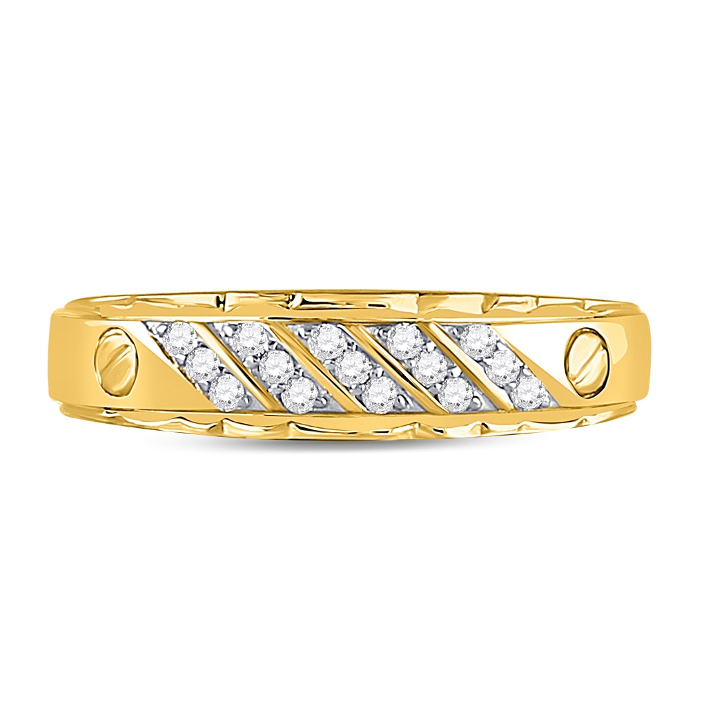 10kt Yellow Gold Mens Round Diamond Wedding Band Ring 1/5 Cttw