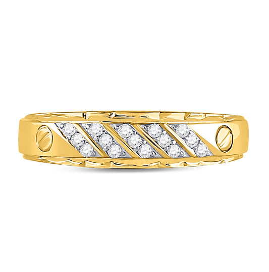 10kt Yellow Gold Mens Round Diamond Wedding Band Ring 1/5 Cttw