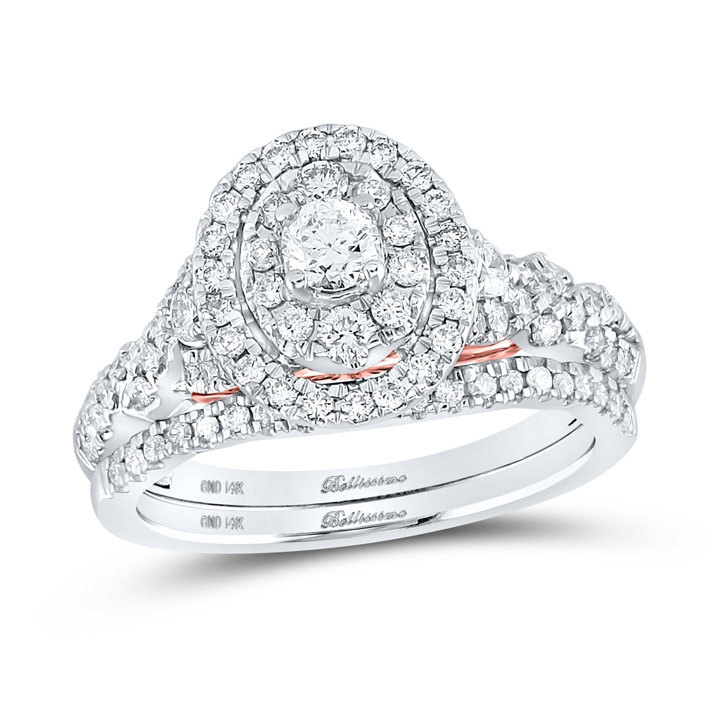 14K Two-tone Gold Round Diamond Bridal Wedding Ring Band Set 1ctw, Womens Size: 5-10
