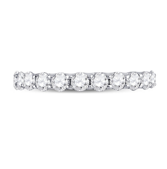 14K White Gold Womens Round Diamond Timeless Eternity Ring 2 Cttw, Womens Size: 5-10