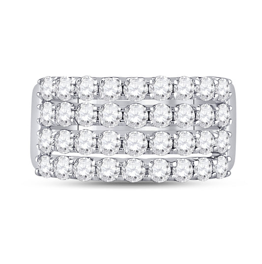 14kt White Gold Womens Round Diamond Anniversary Band Ring 2.00 Cttw