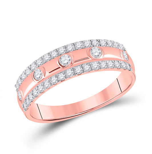 10K Rose Gold Womens Round Diamond Anniversary Ring 1/2 Cttw, Womens Size: 5-10