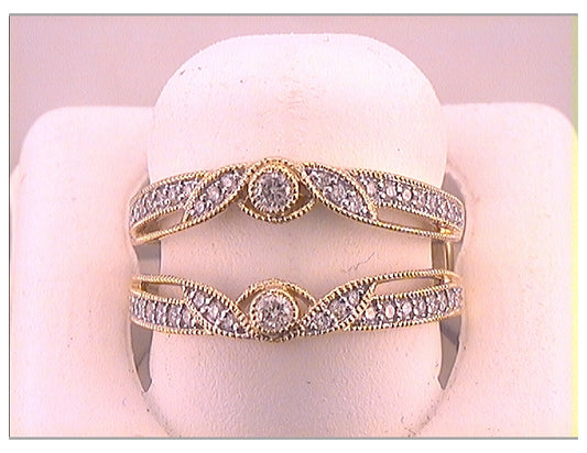 14kt Yellow Gold Womens Round Diamond Wrap Ring Guard Enhancer 1/3 Cttw