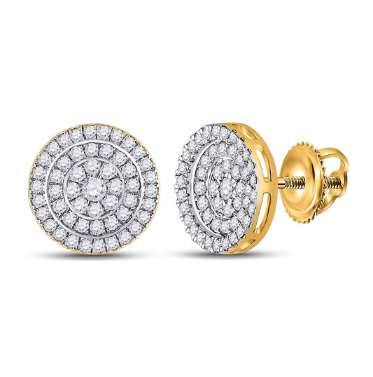 10K Yellow Gold Womens Round Diamond Cluster Earrings 1 Cttw