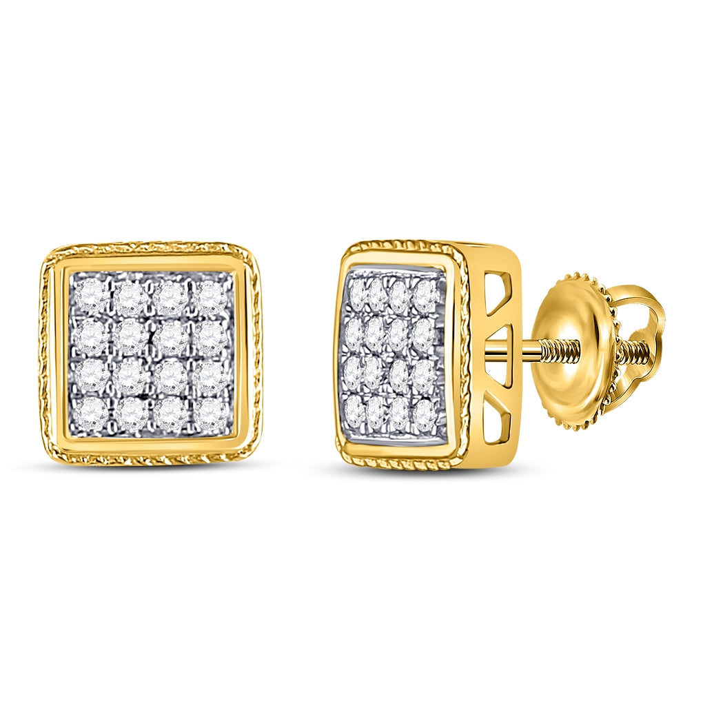 10kt Yellow Gold 1/4ctw- Dia Cn Square Earring