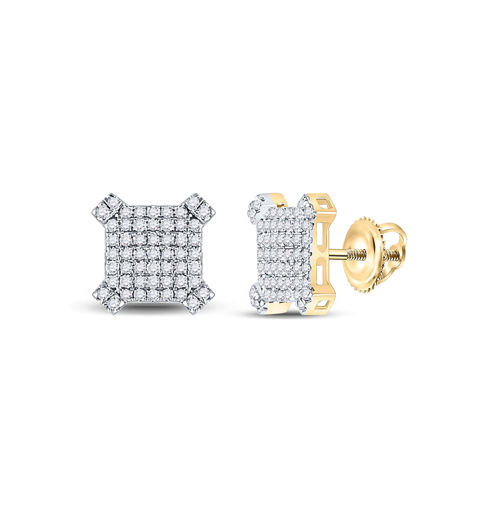 10K Yellow Gold Round Dia. Square Earring 1/3ctw