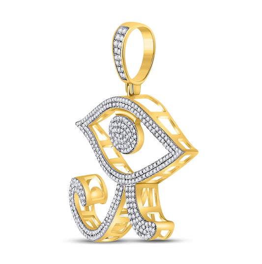 10kt Yellow Gold Mens Round Diamond Eye Of Ra Egyptian Charm Pendant 1.00 Cttw