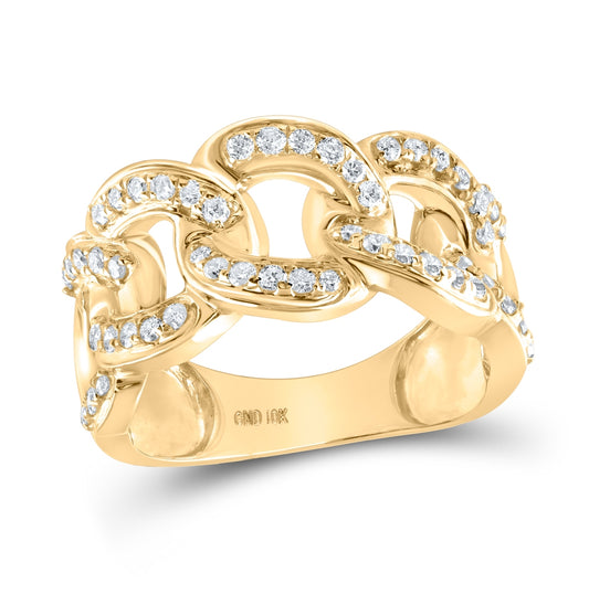 10K Yellow Gold Mens Round Diamond Miami Cuban Band Ring 1 Cttw, Mens Size: 7-13
