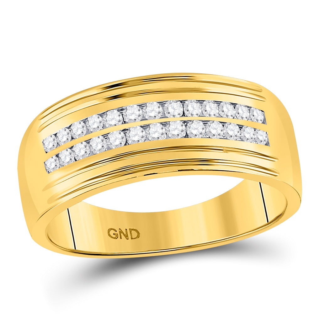 10K Yellow Gold His Hers Round Diamond Solitaire Matching Wedding Set 1 Cttw, Womens Size: 5-10, Mens Size: 7-13