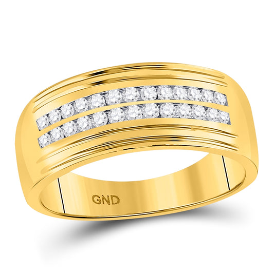 10K Yellow Gold His Hers Round Diamond Solitaire Matching Wedding Set 1 Cttw, Womens Size: 5-10, Mens Size: 7-13