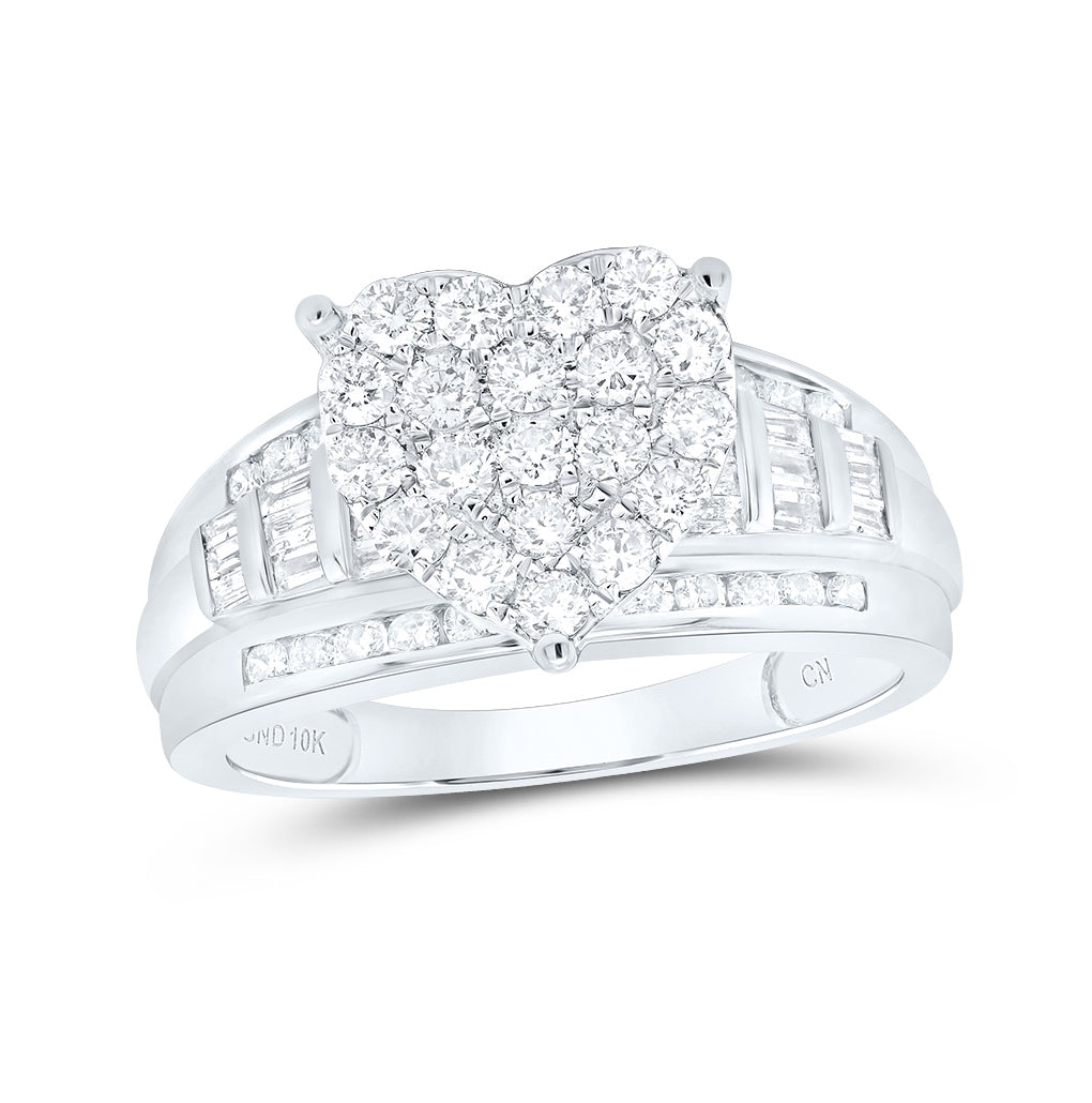 10kt White Gold 1ctw Diamond Heart Ring Size 8