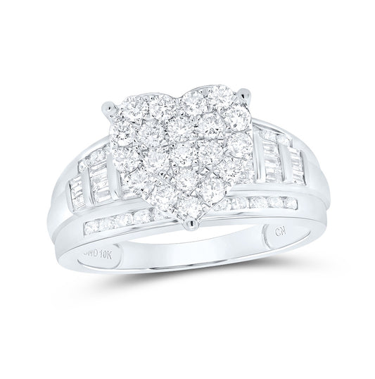 10kt White Gold 1ctw Diamond Heart Ring Size 8