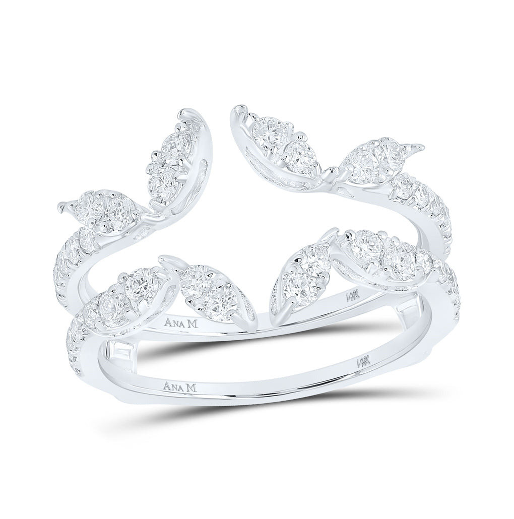 14K White Gold Womens Round Diamond Wedding Wrap Ring Guard Enhancer 3/4ctw, Womens Size: 5-10