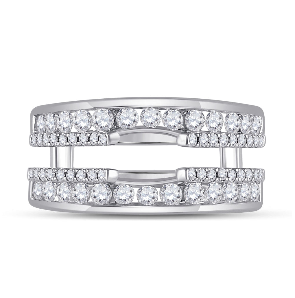 14K White Gold Womens Round Diamond Wedding Wrap Ring Guard Enhancer 1 Cttw, Womens Size: 5-10