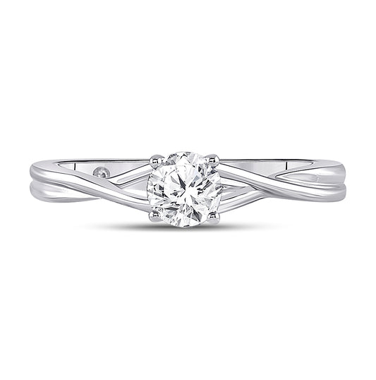 14K White Gold Womens Round Diamond Solitaire Bridal Wedding Engagement Ring 1/2ctw, Women's Size: 5-10