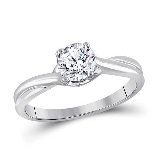 14kt White Gold Womens Round Diamond Solitaire Bridal Wedding Engagement Ring 3/4 Cttw (certified)