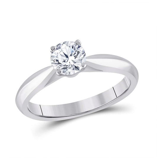 14kt White Gold Women's Round Diamond Solitaire Bridal Wedding Engagement Ring 3/4ctw (certified)
