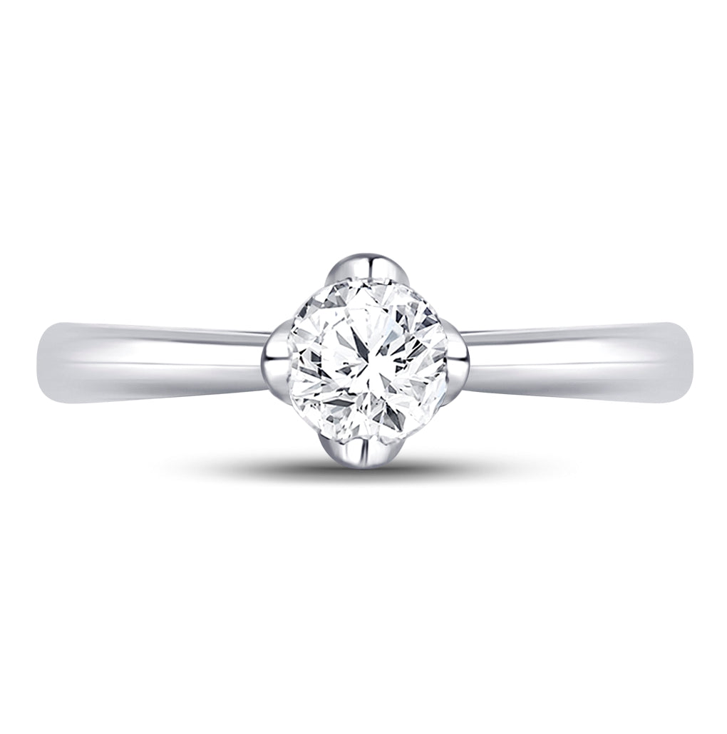 14K White Gold Womens Round Diamond Solitaire Bridal Wedding Engagement Ring 1/2ctw, Womens Size: 5-10
