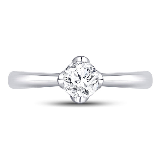 14K White Gold Womens Round Diamond Solitaire Bridal Wedding Engagement Ring 1/2ctw, Womens Size: 5-10