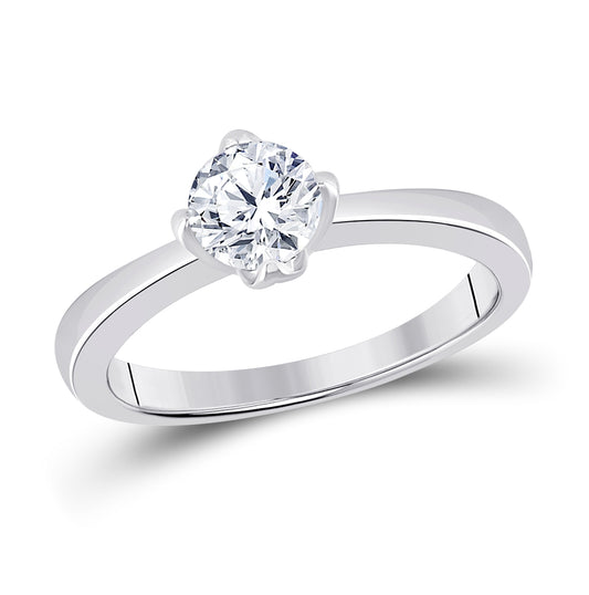 14K White Gold Round Diamond Solitaire Bridal Wedding Engagement Ring 3/4ctw, Womens Size: 5-10