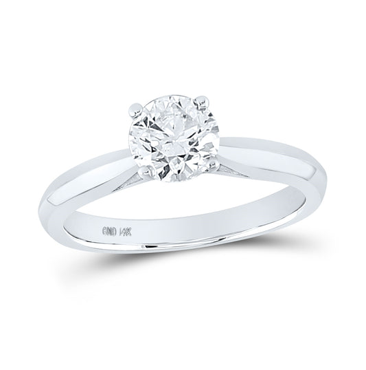 14kt White Gold Women's Round Dia. Solitaire Wedding Engagement Ring 1.00ctw (certified)