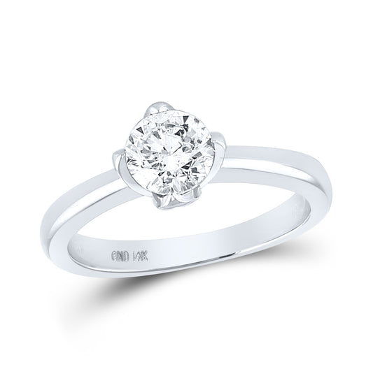 14K White Gold Round Diamond Solitaire Bridal Wedding Engagement Ring 1ctw, Womens Size: 5-10