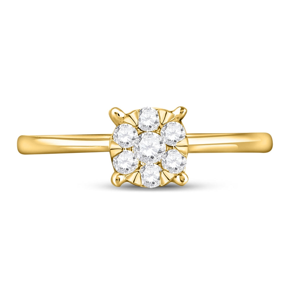 10K Yellow Gold Round Diamond Ring 0.25 ctw, Women's Sz: 5-10